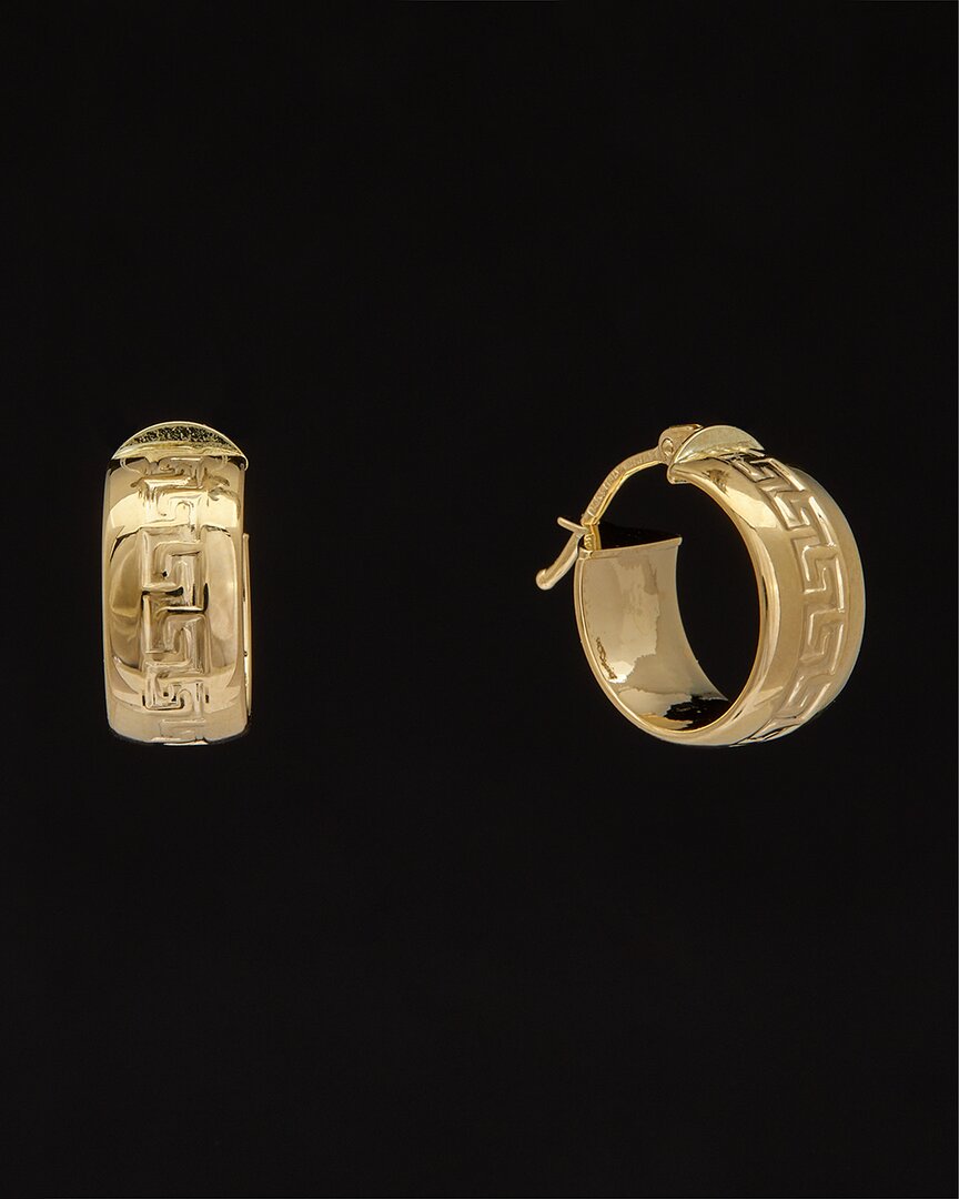 Italian Gold 14k  Greek Key Hoops