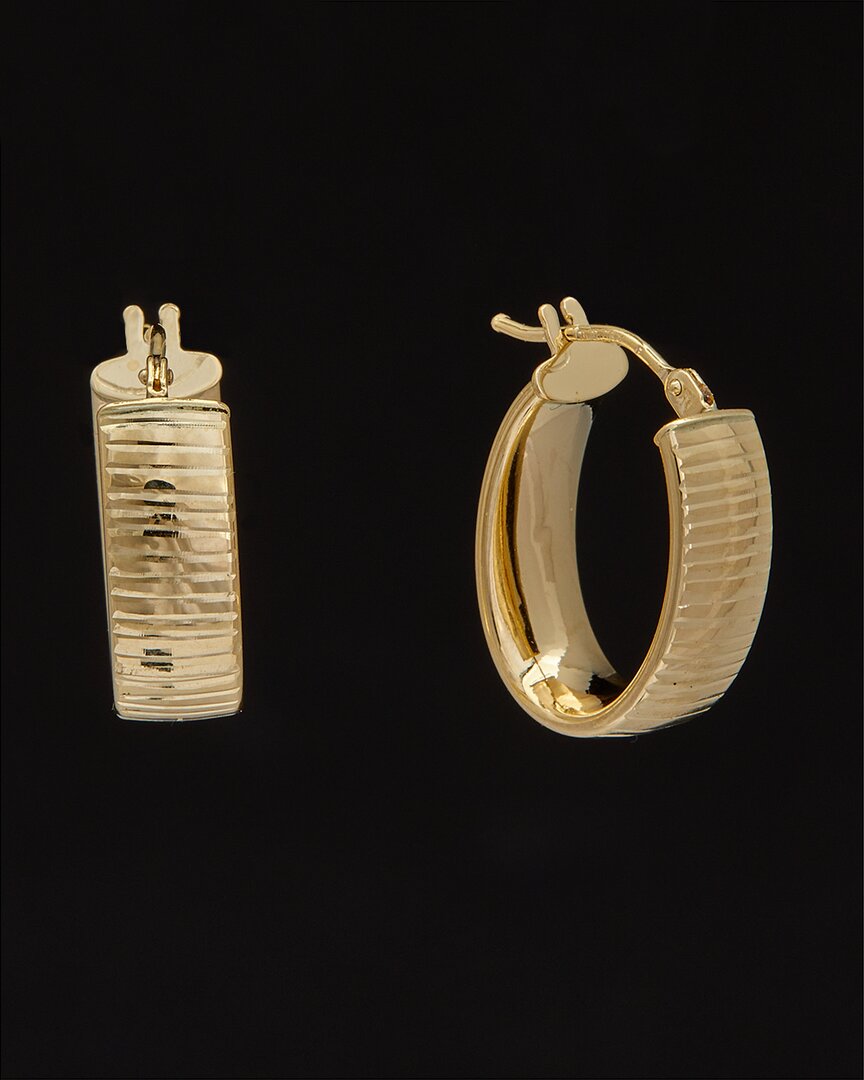 Italian Gold 14k  Ribbed Oval Hoops