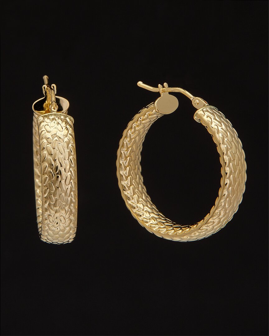 Italian Gold 14k  Textured Hoops