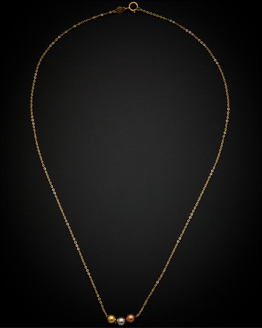 Italian Gold 14k Italian Tri-tone Gold Bead Necklace