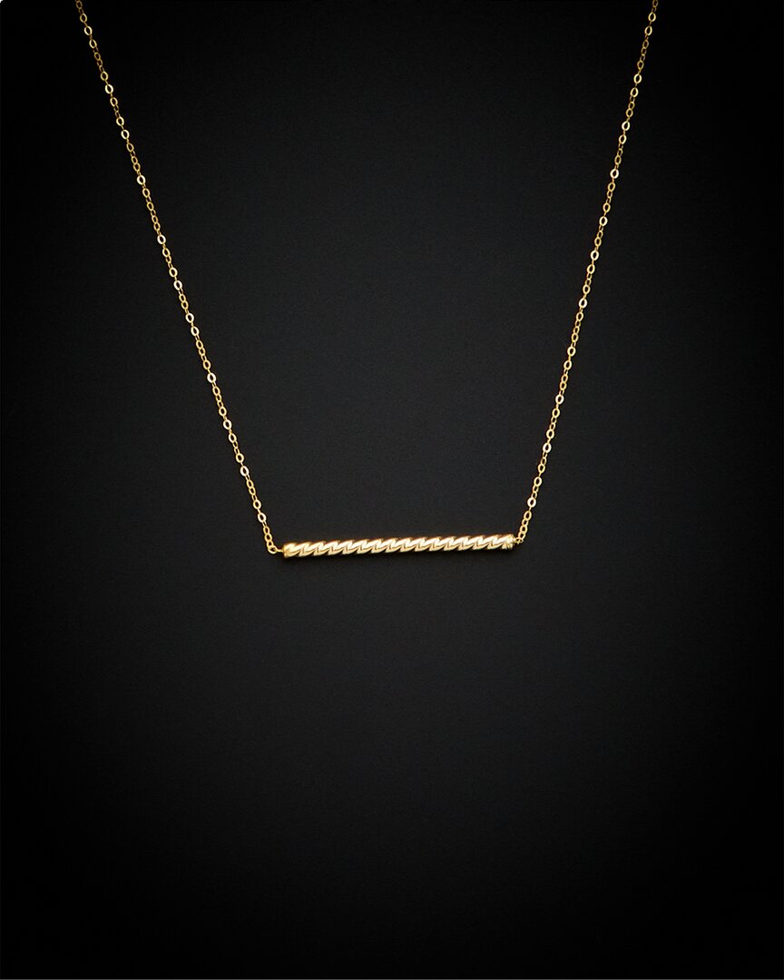 Shop Italian Gold 14k  Twisted Bar Necklace