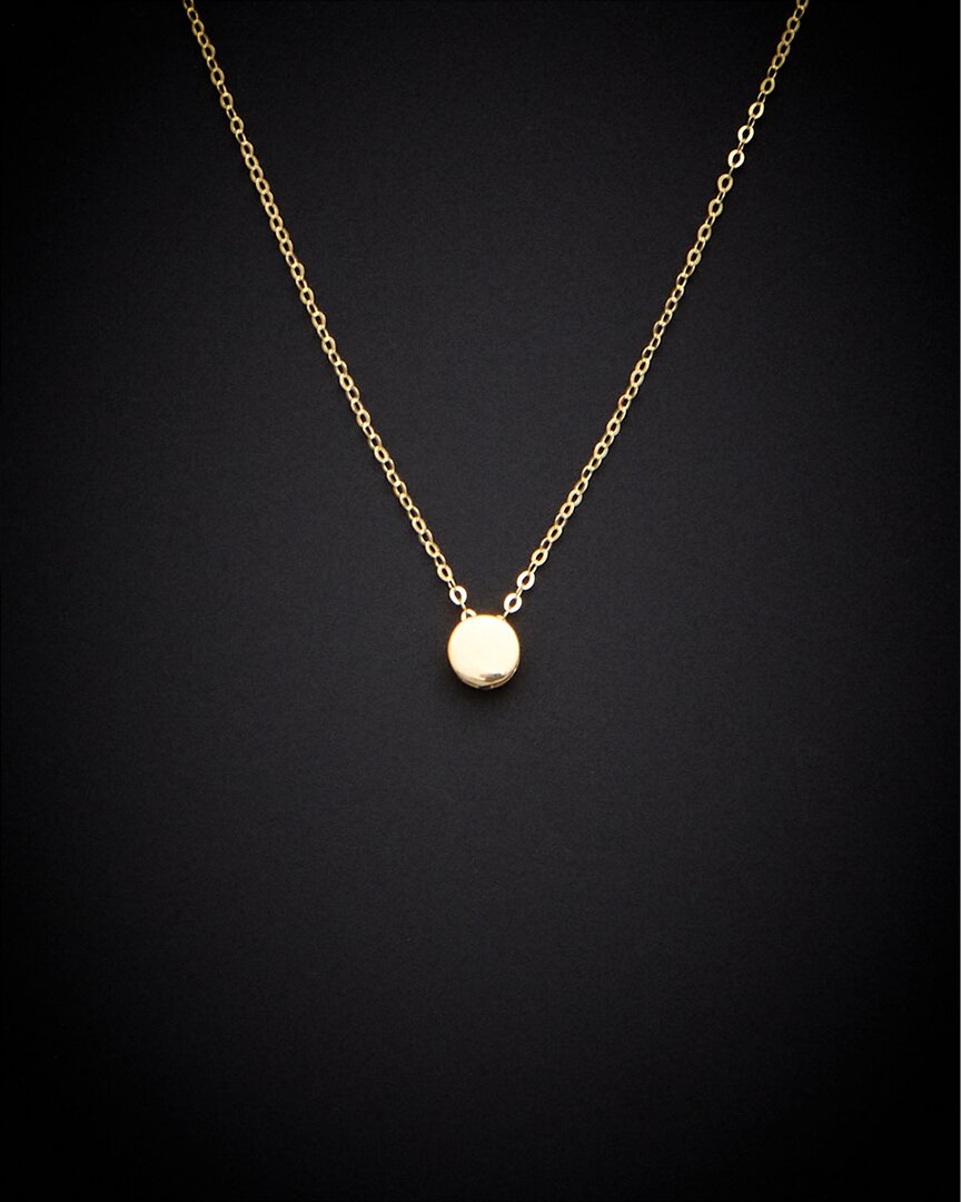 Italian Gold 14k  Mini Disc Pendant Necklace