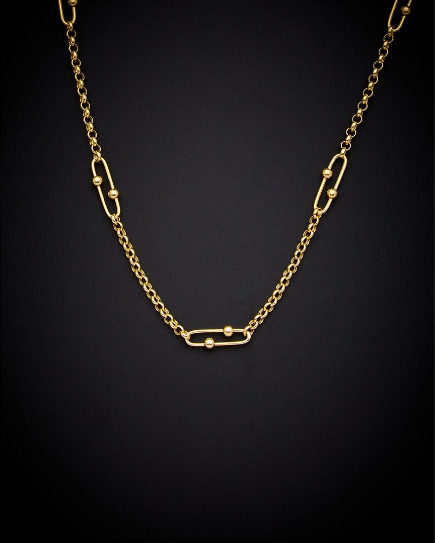 Italian Gold 14k  Station Necklace In Gray