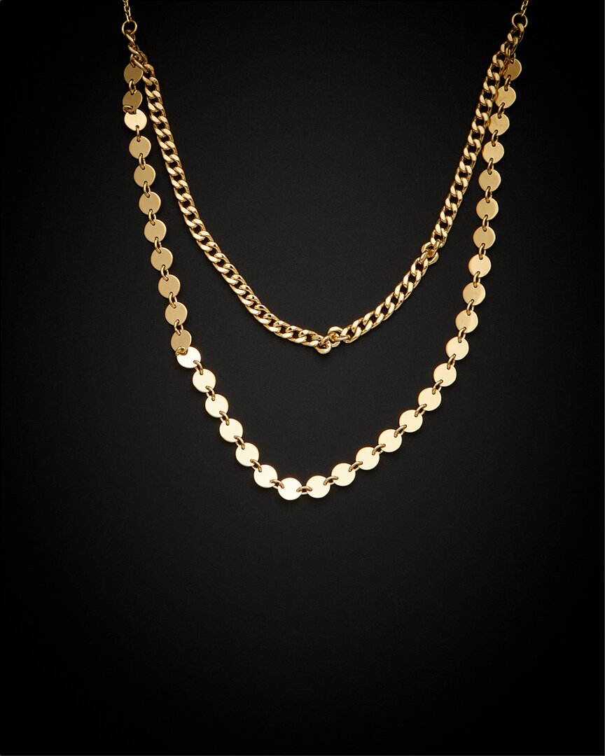 Shop Italian Gold 14k  Disc Layered Necklace