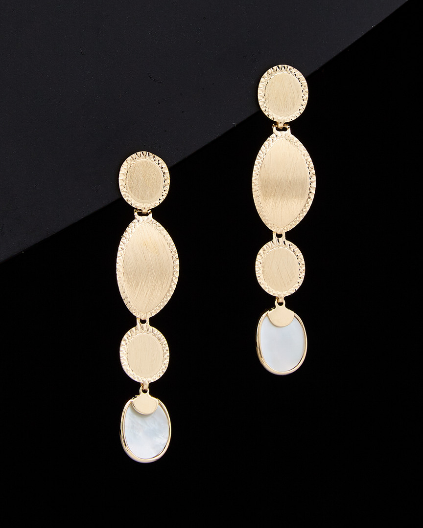 Italian Gold Mother-of-pearl Diamond Cut Drop Earrings