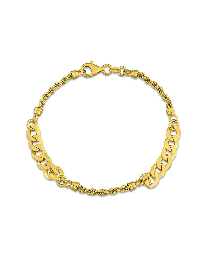 Italian Silver Rope & Curb Link Chain Bracelet