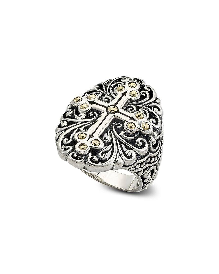 Samuel B. 18k & Silver Bali Design Cross Ring