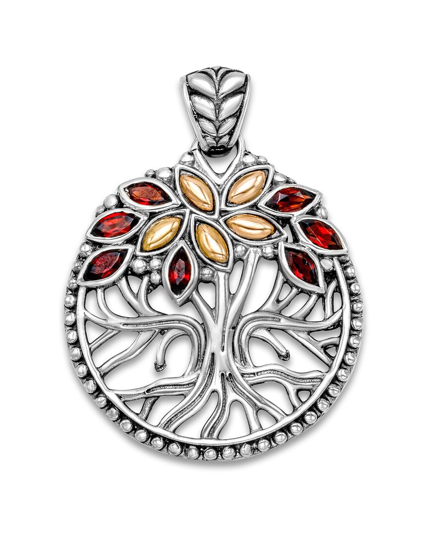 Samuel B. 18k & Silver 0.70 Ct. Tw. Garnet Banyan Tree Pendant