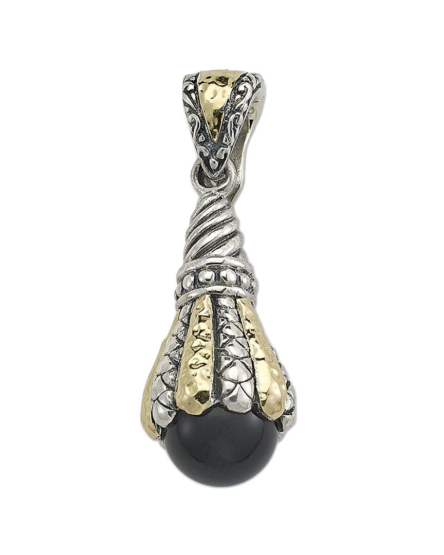 Samuel B. 18k & Silver 1.40 Ct. Tw. Black Onyx Drop Pendant