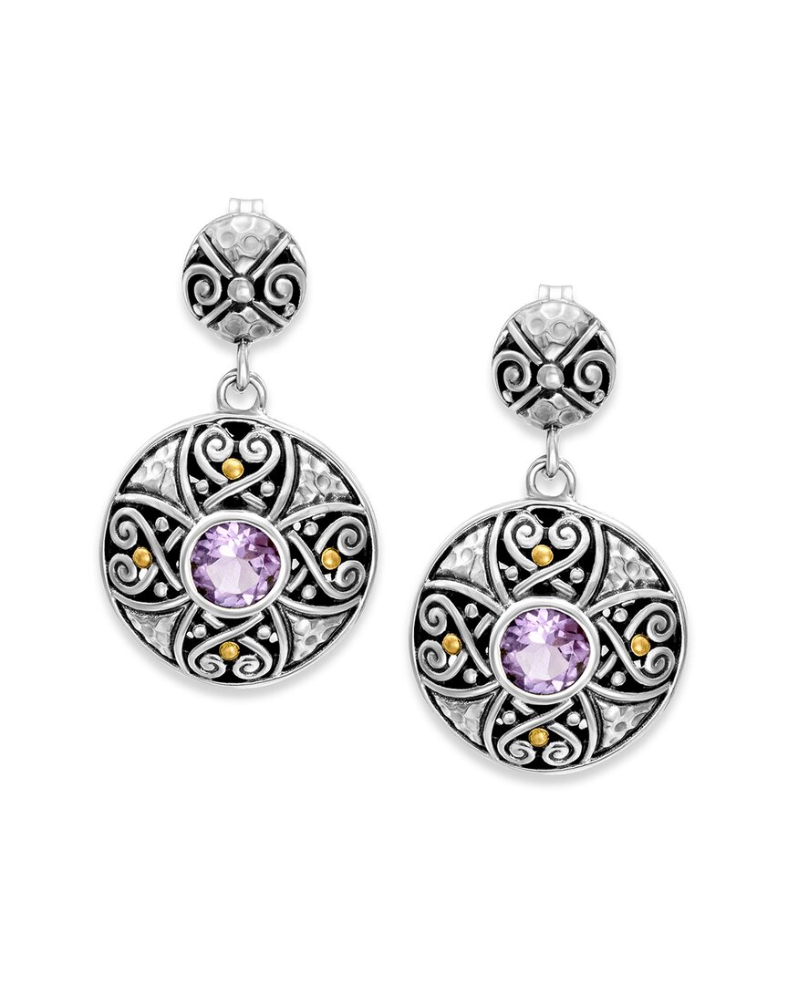 SAMUEL B. SAMUEL B. 18K & SILVER 0.80 CT. TW. AMETHYST DROP EARRINGS