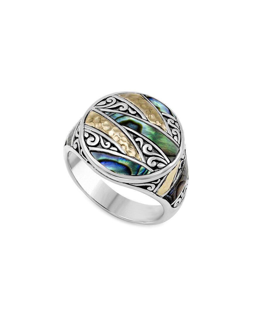 Samuel B. 18k & Silver Pearl Hammered Ring