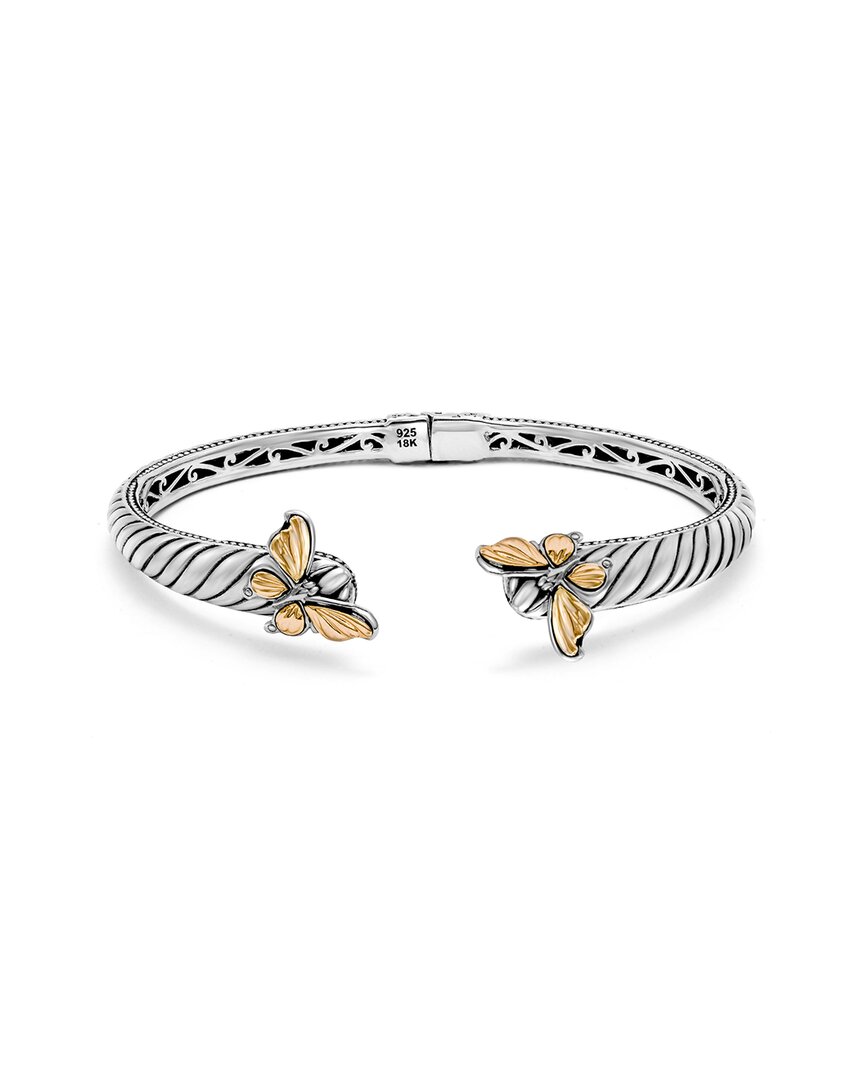 Samuel B. 18k & Silver 0.50 Ct. Tw. Peridot Butterfly Bangle Bracelet