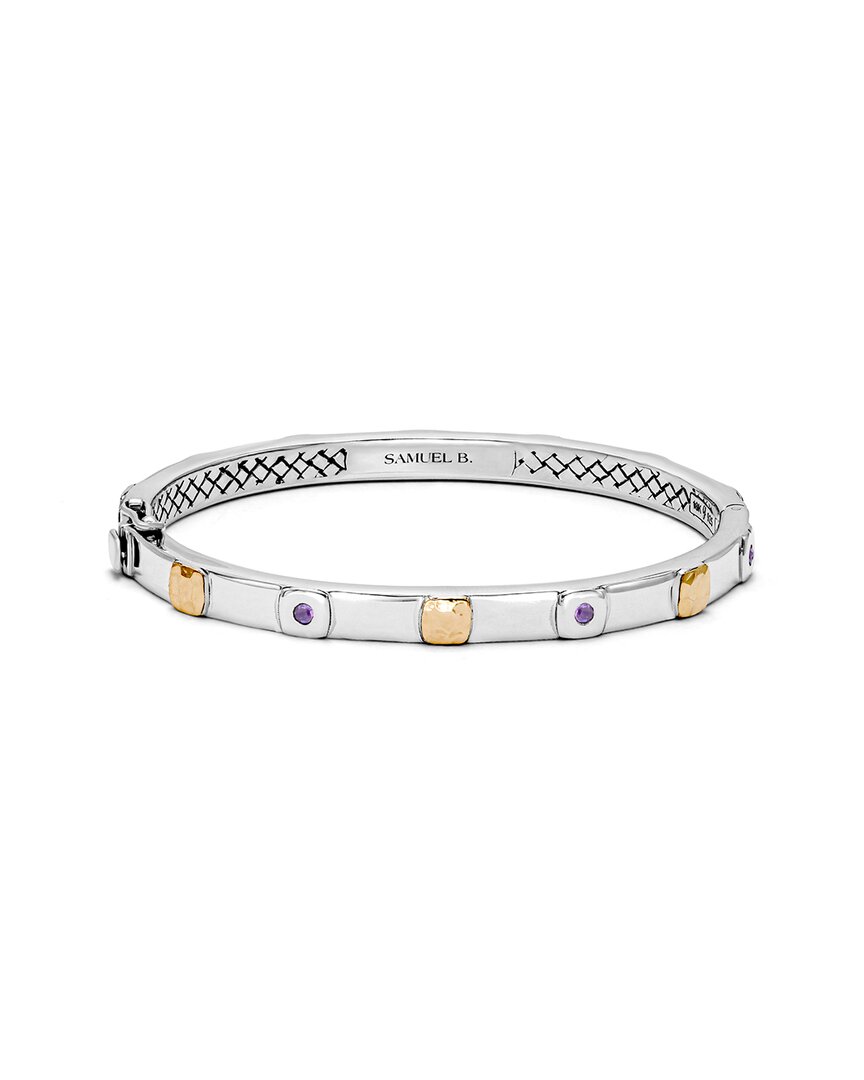 Samuel B. 18k & Silver 0.24 Ct. Tw. Blue Topaz Bangle Bracelet