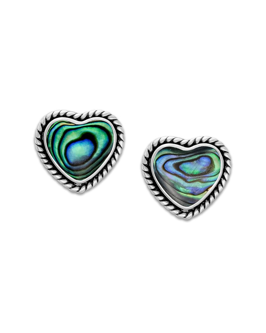 Samuel B. Sterling Silver Shell Heart Stud Earrings