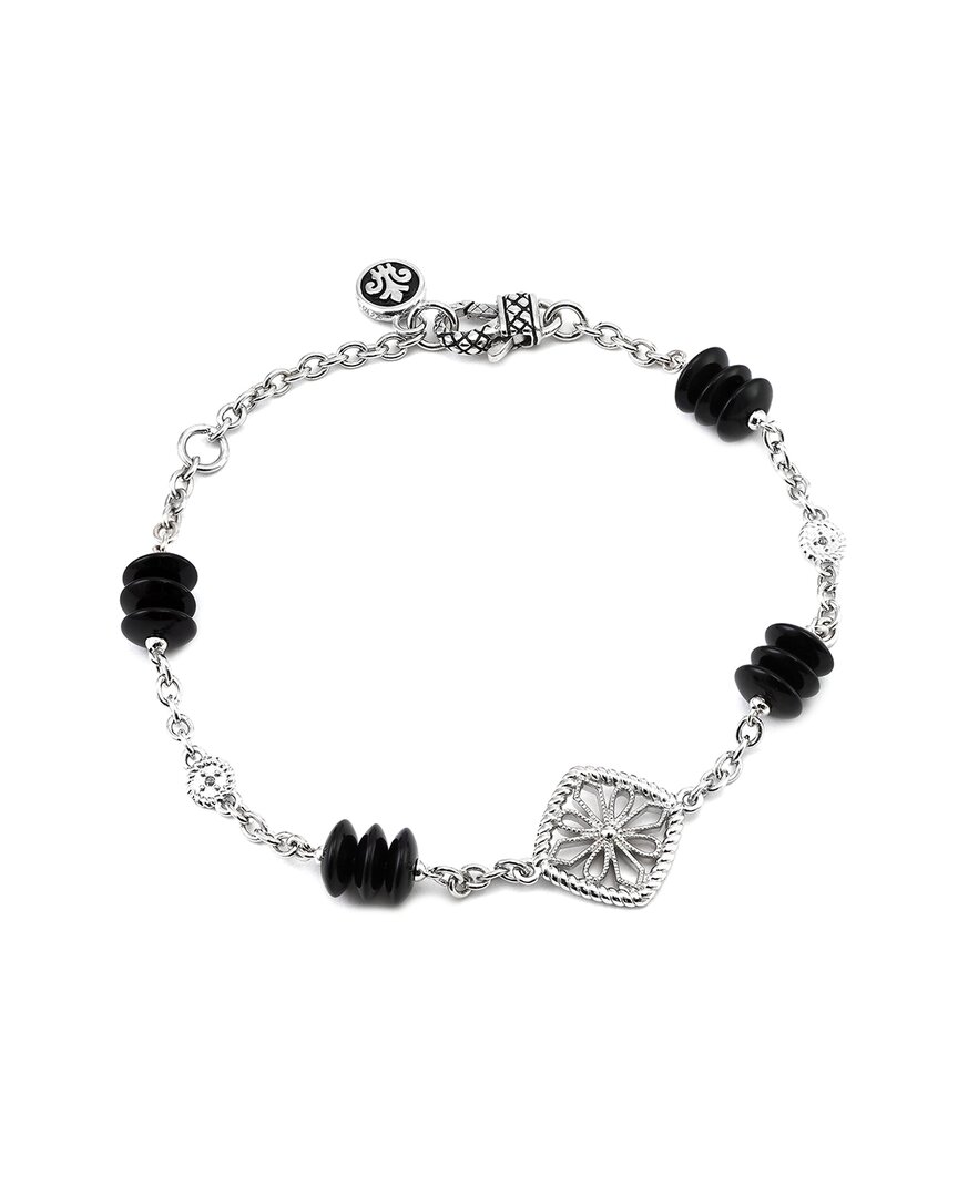 Andrea Candela Andréa Candela Onix Ola Silver 0.03 Ct. Tw. Diamond Onyx Bracelet