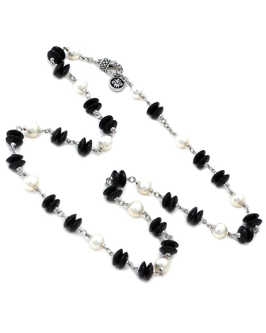 Andrea Candela Andréa Candela Onix Ola Silver Onyx/pearl 4-5mm Pearl Necklace