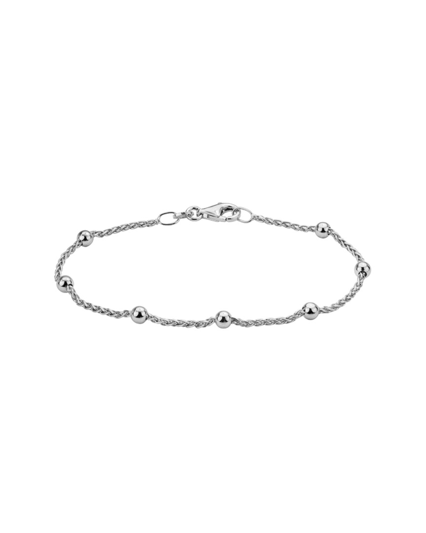 Italian Silver Hearts & Diamond Cut Cable Chain Bracelet