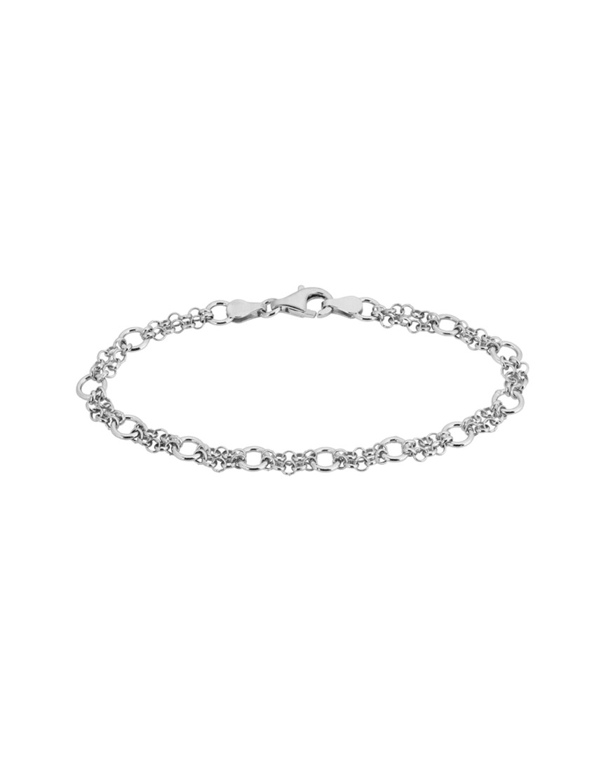 Italian Silver Circles & Mesh Link Bracelet