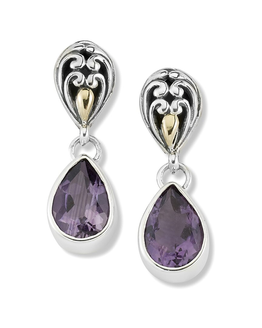 Samuel B. Silver & 18k 5.50 Ct. Tw. Amethyst Earrings