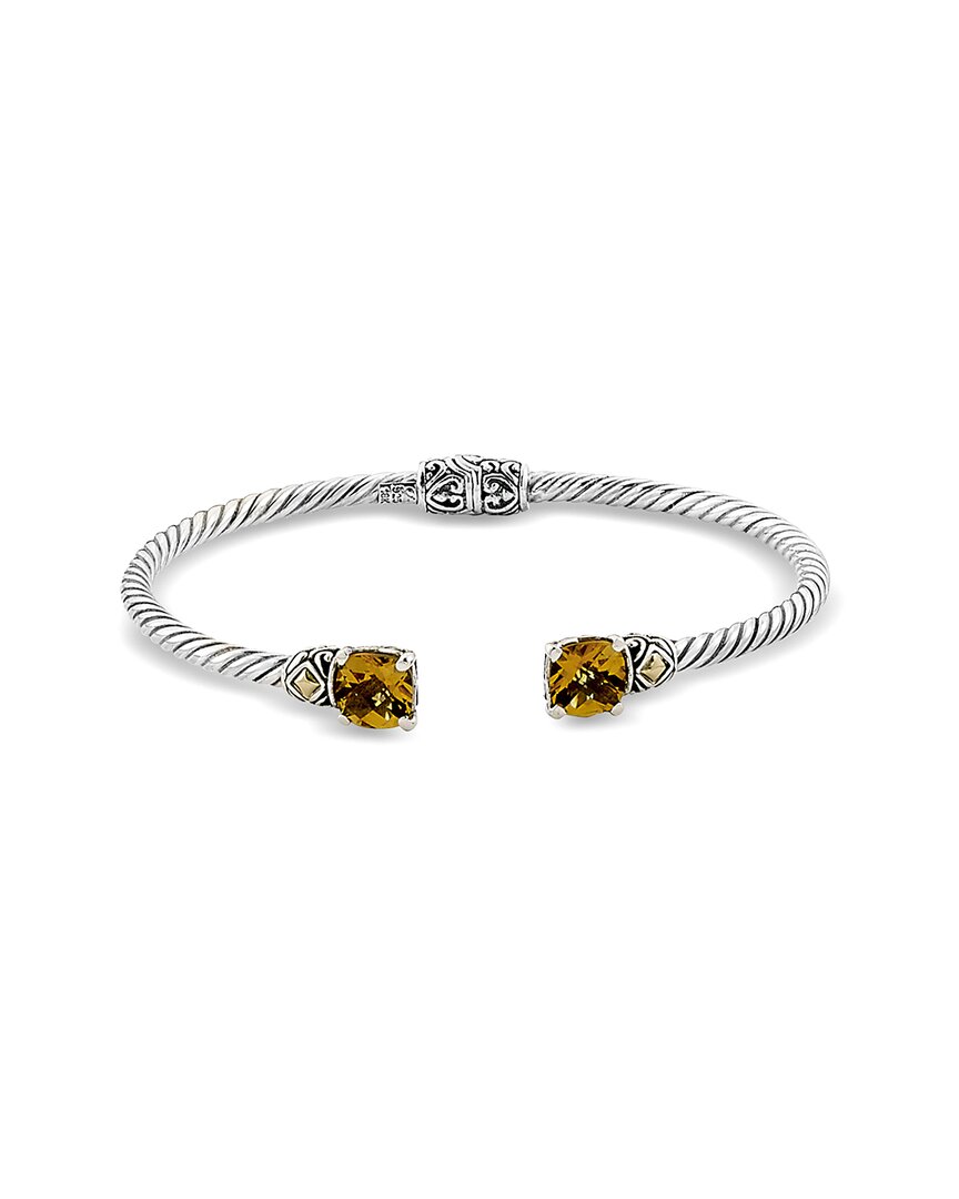 Samuel B. Jewelry 18k & Sterling Silver 2.90 Ct. Tw. Citrine Hinged Bangle Bracelet In Metallic