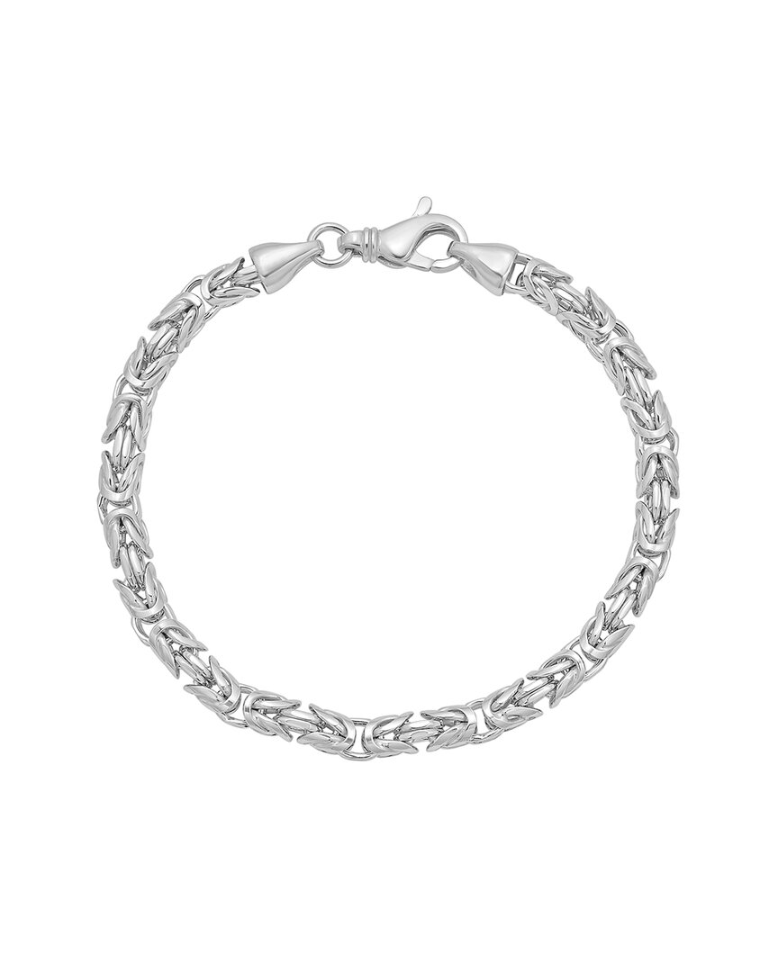 Italian Silver Italian Gold Silver 4.6mm Solid Round Byzantine Chain Bracelet In Metallic