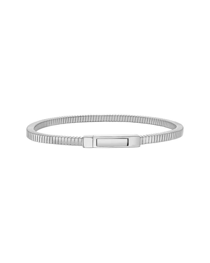 Italian Silver Italian Gold Silver Cubogas Chain Bracelet In Metallic