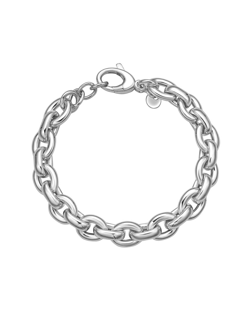 Italian Silver Italian Gold Silver Polished Chunky Link Bracelet In Metallic