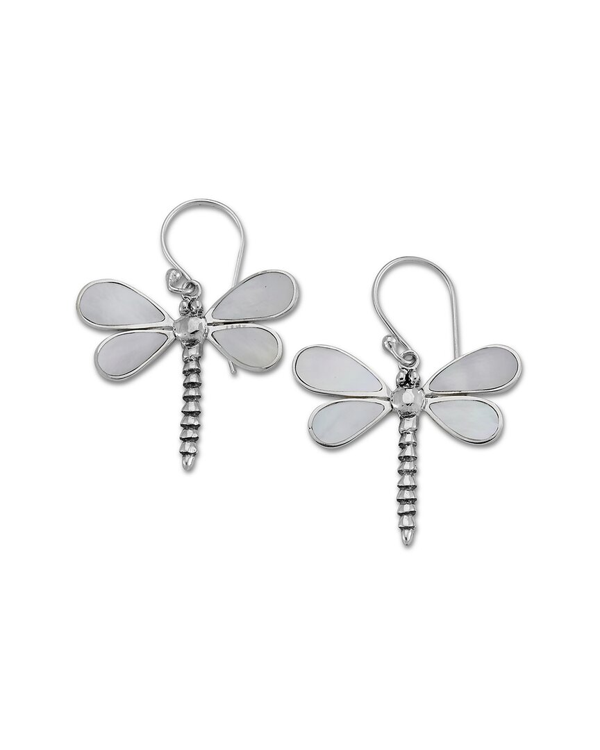 Samuel B. Jewelry Sterling Silver Mother-of-pearl Dragonfly Earrings