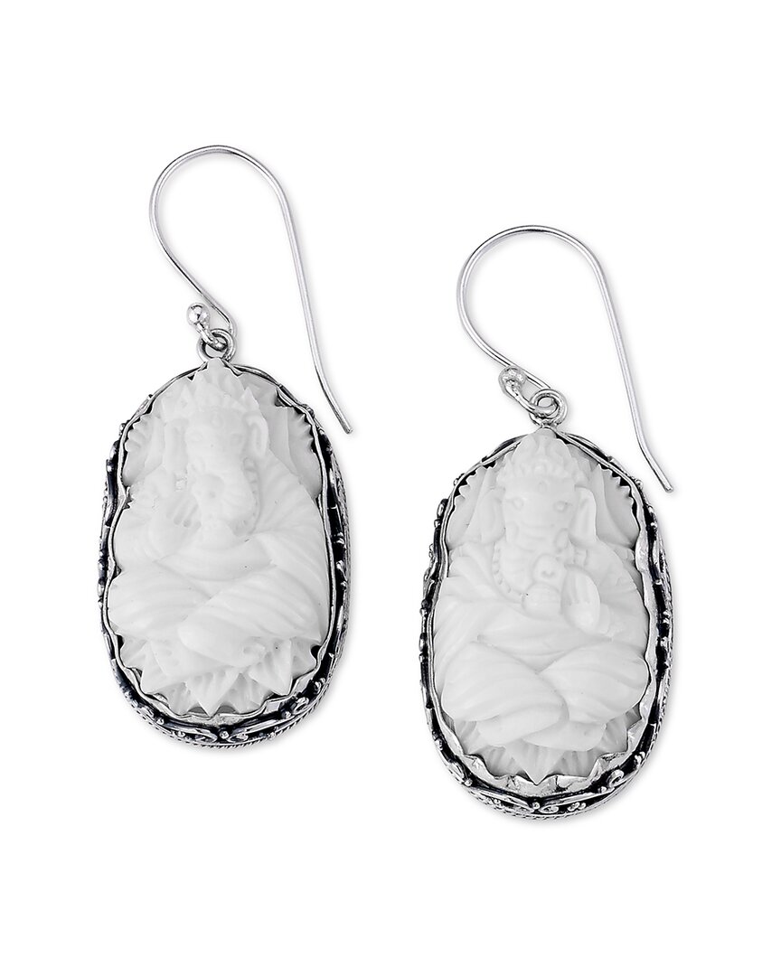 Samuel B. Silver Carved Bone Earrings In Metallic