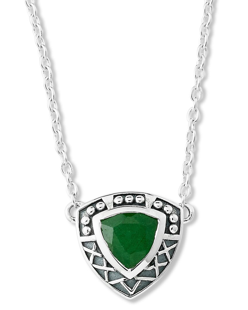 Samuel B. Silver 1.01 Ct. Tw. Emerald Necklace In Metallic
