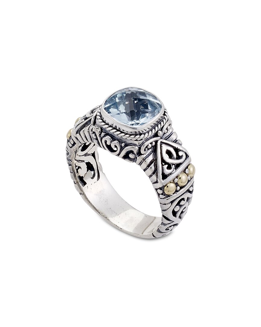 Samuel B. Silver & 18k 4.80 Ct. Tw. Blue Topaz Ring In Metallic