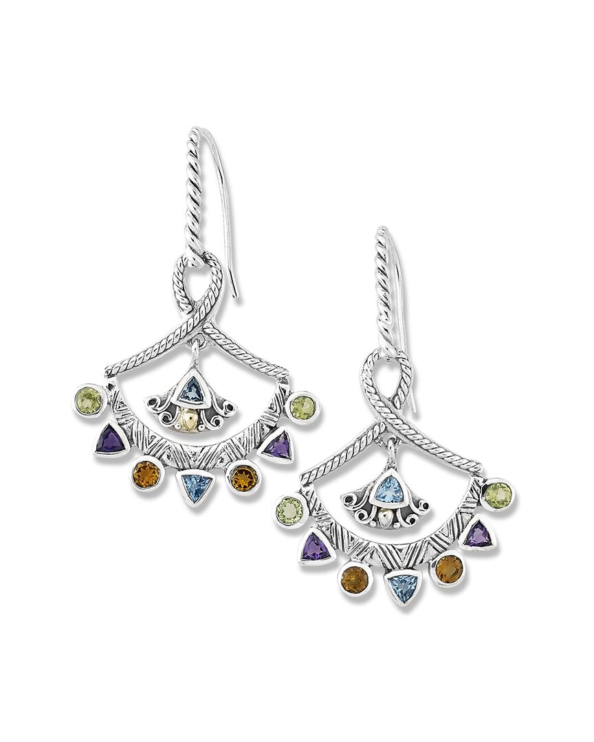 Samuel B. Silver & 18k 1.61 Ct. Tw. Gemstone Earrings In Metallic