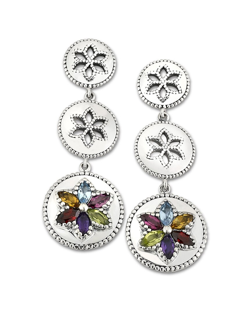 Samuel B. Silver 1.00 Ct. Tw. Gemstone Flower Earrings