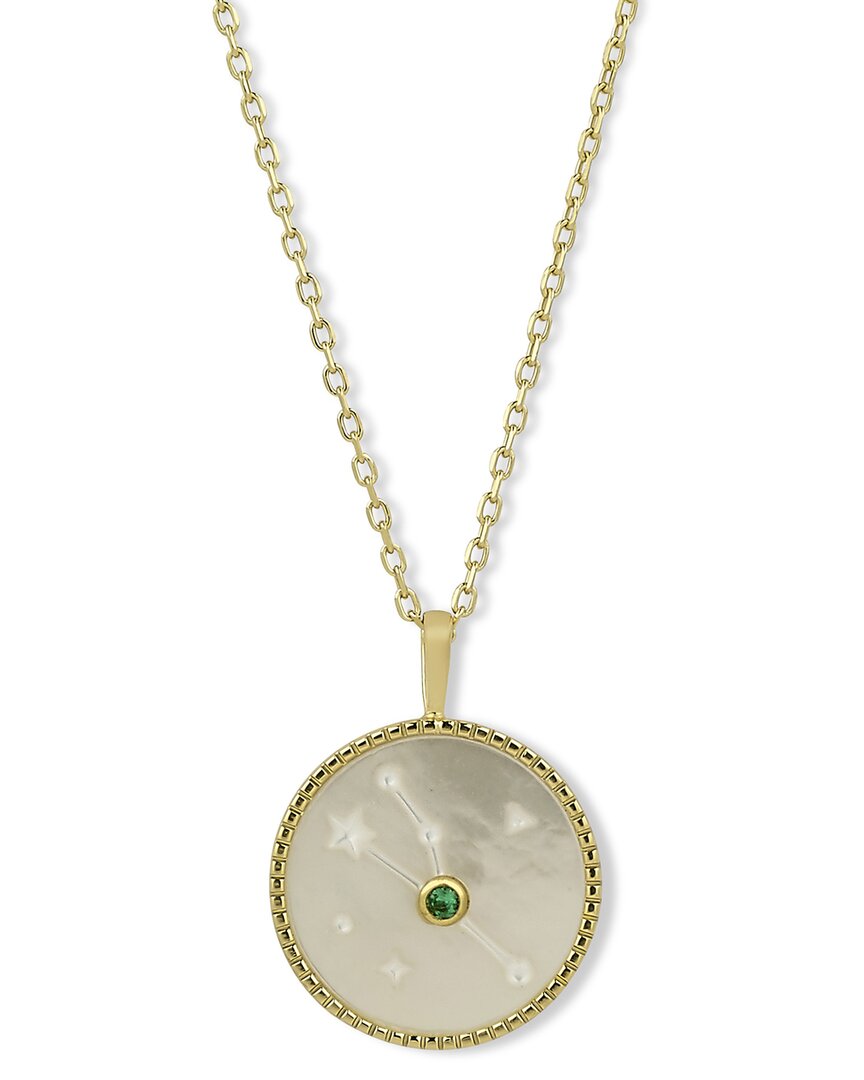 Samuel B. Silver & 18k 0.10 Ct. Tw. Emerald & Pearl Necklace In Gold