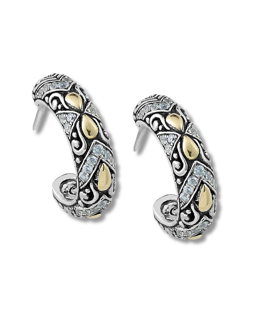 Samuel B. Silver & 18k 0.65 Ct. Tw. White Topaz Earrings In Metallic