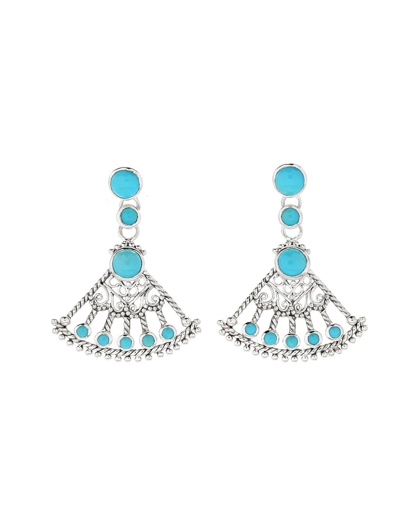 Samuel B. Silver 1.88 Ct. Tw. Sleeping Beauty Earrings In Blue