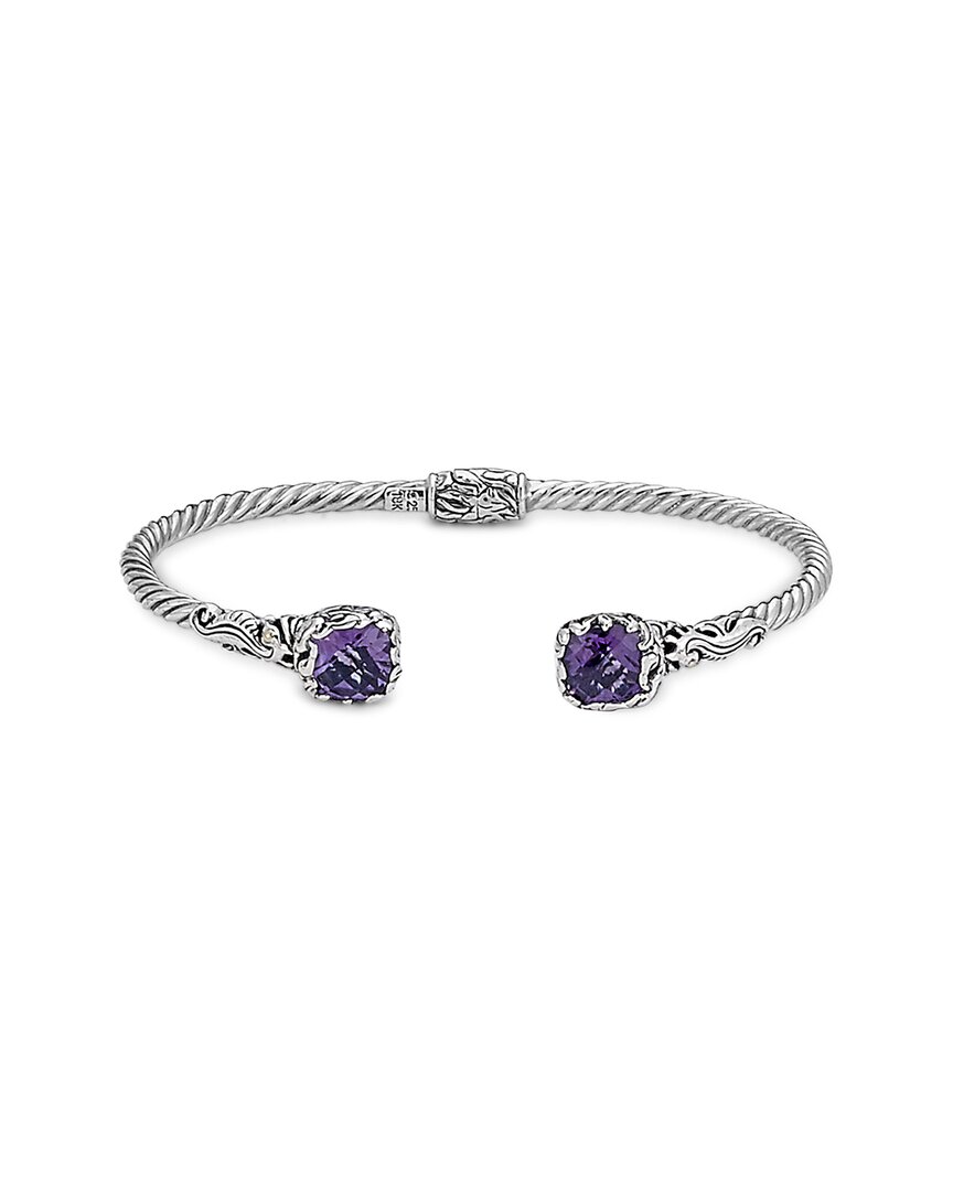 Samuel B. Silver & 18k 4.20 Ct. Tw. Amethyst Bracelet In Metallic