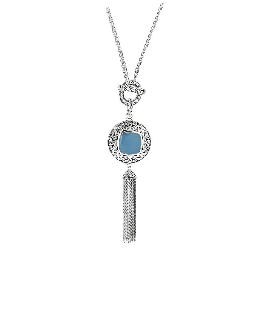 Samuel B. Silver 7.20 Ct. Tw. Chalcedony Toggle Necklace In Silver