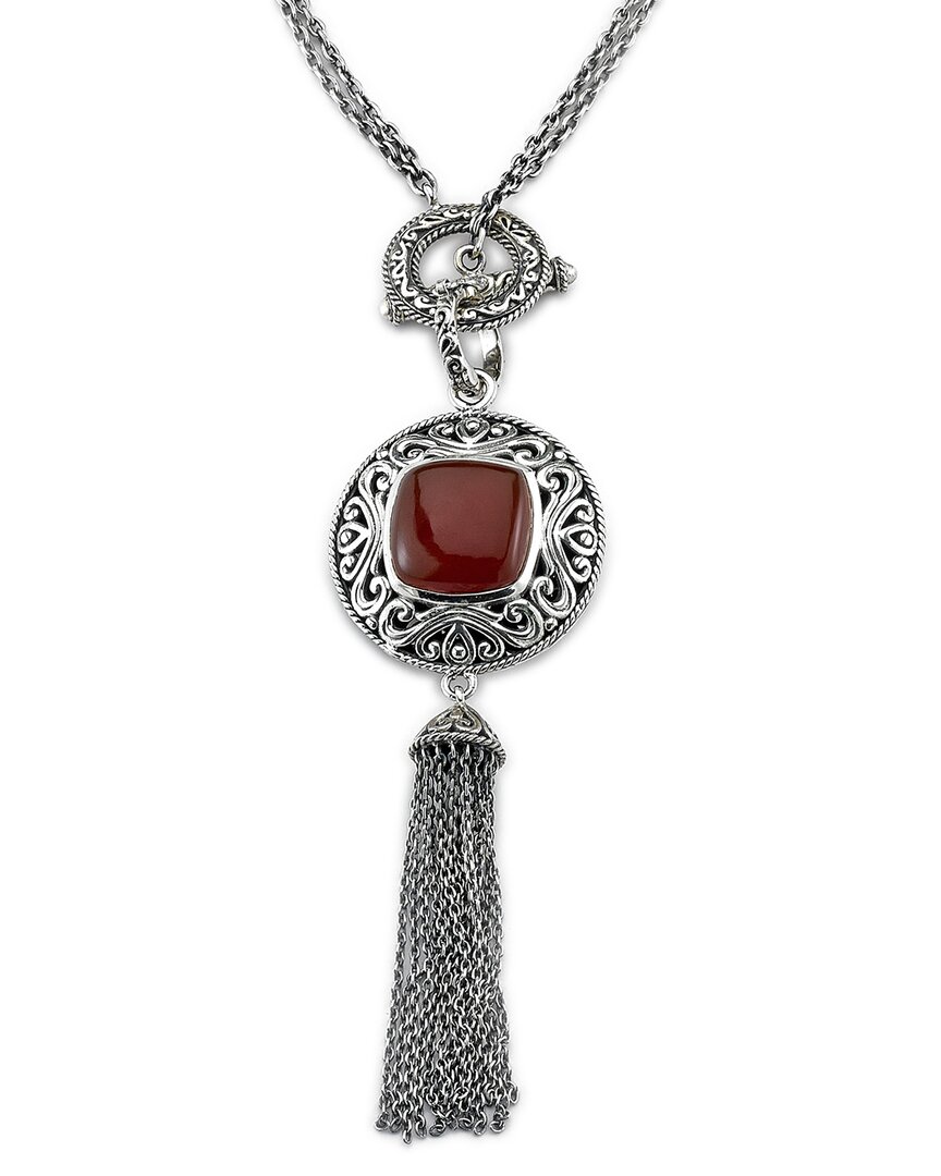 Samuel B. Silver 7.00 Ct. Tw. Carnelian Necklace In Metallic