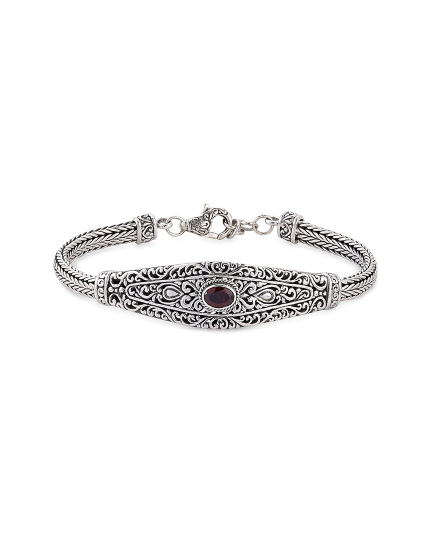Samuel B. Silver 0.95 Ct. Tw. Garnet Bracelet In Metallic