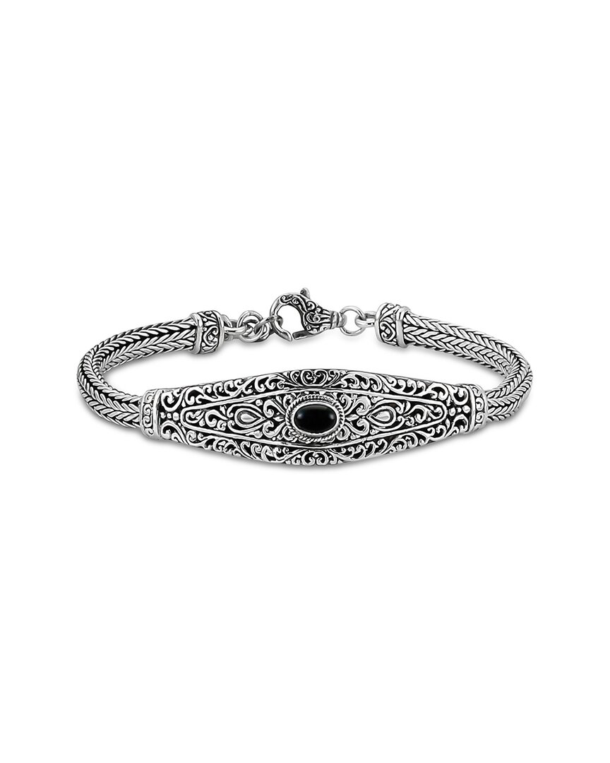 Samuel B. Silver 1.00 Ct. Tw. Onyx Bracelet In Metallic