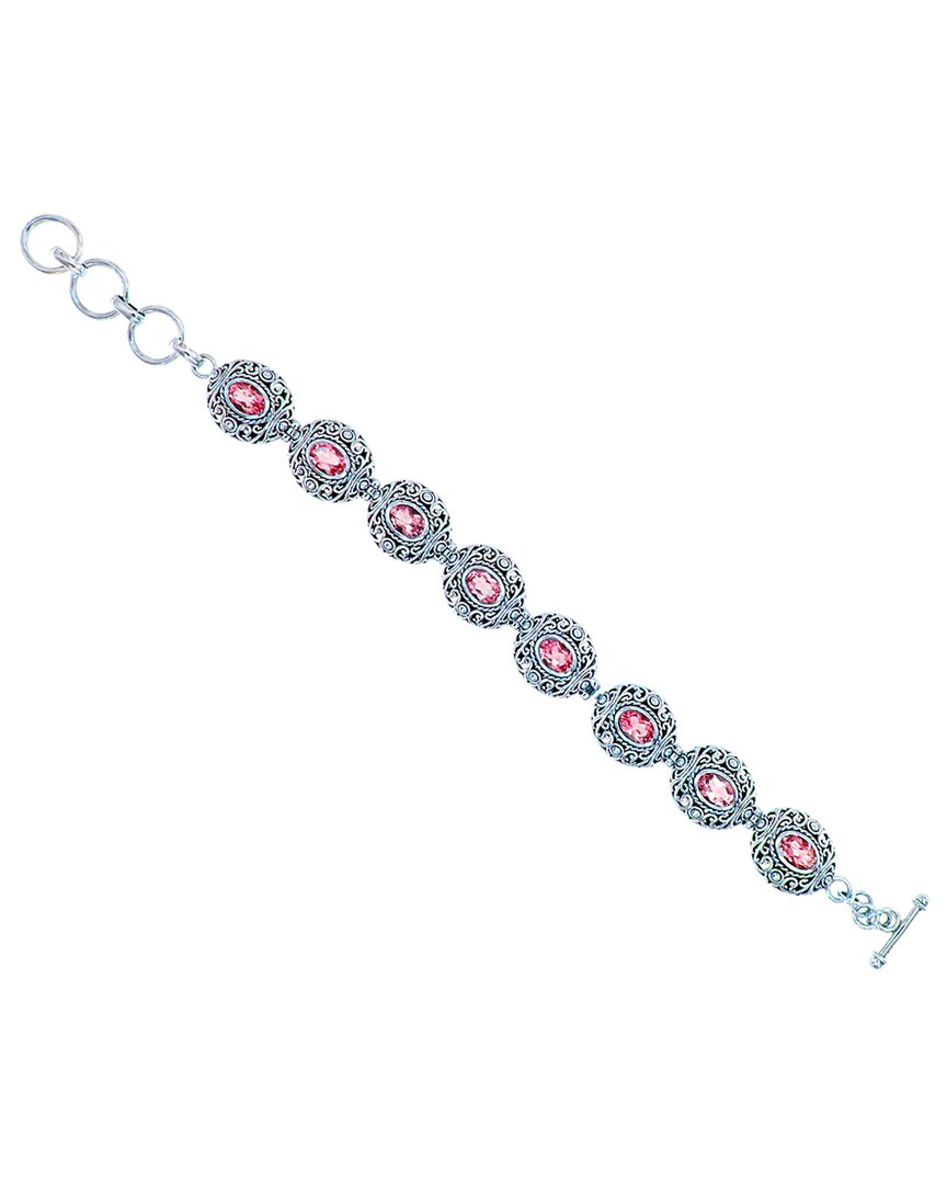Samuel B. Silver & 18k 7.60 Ct. Tw. Garnet Bracelet In Metallic