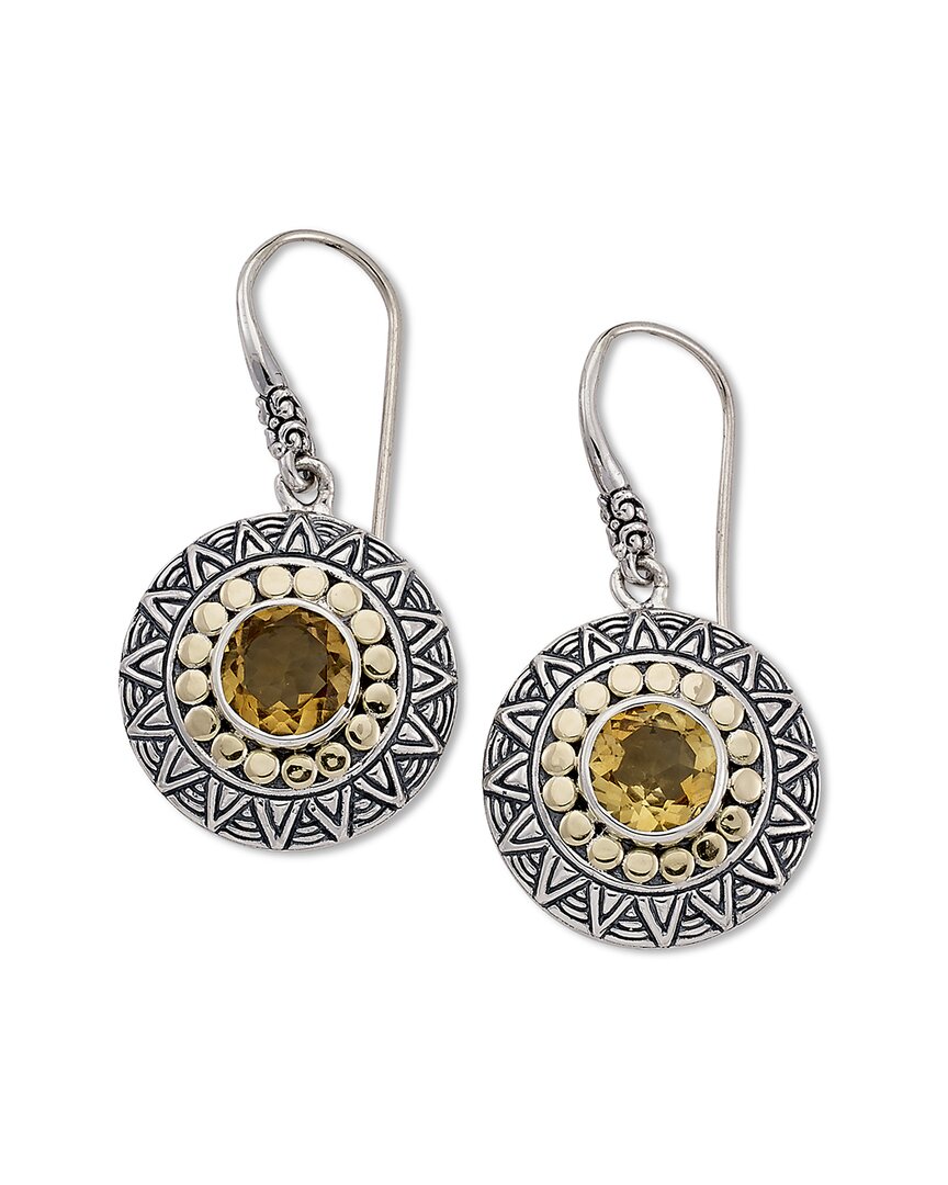 Samuel B. Silver & 18k 3.70 Ct. Tw. Citrine Earrings In Metallic