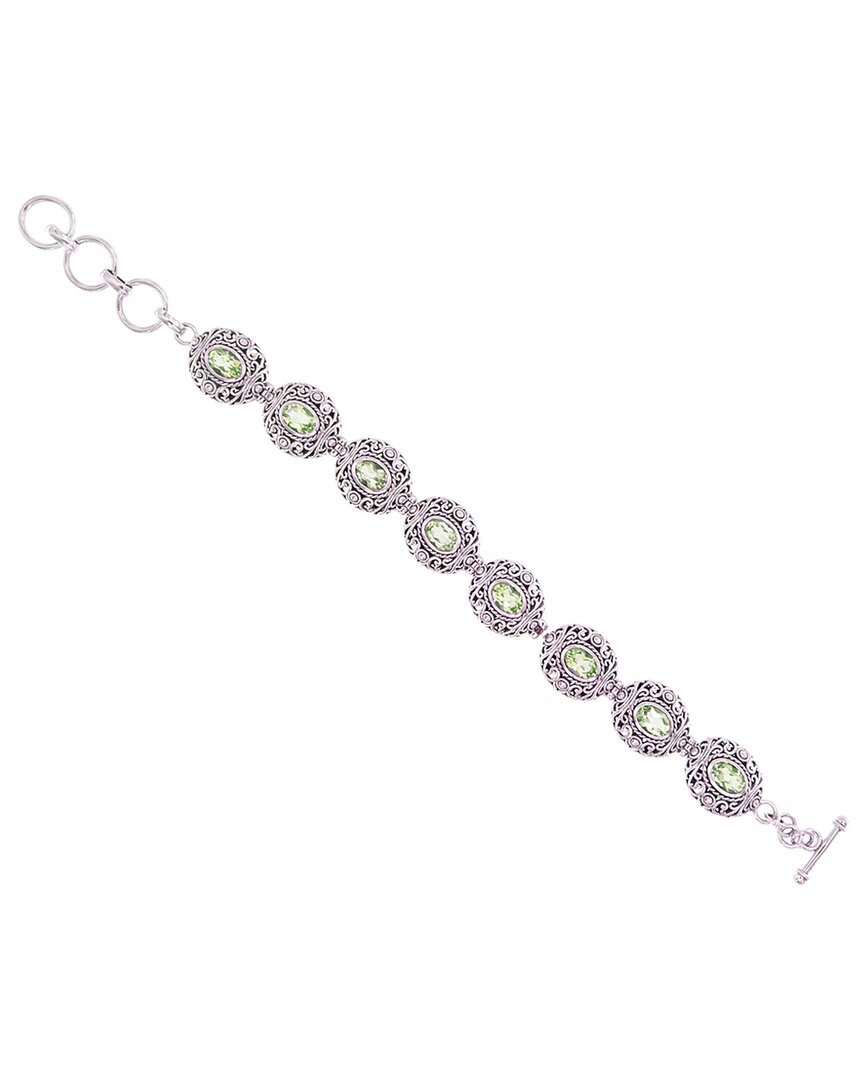 Samuel B. Silver & 18k 6.40 Ct. Tw. Peridot Bracelet In Metallic