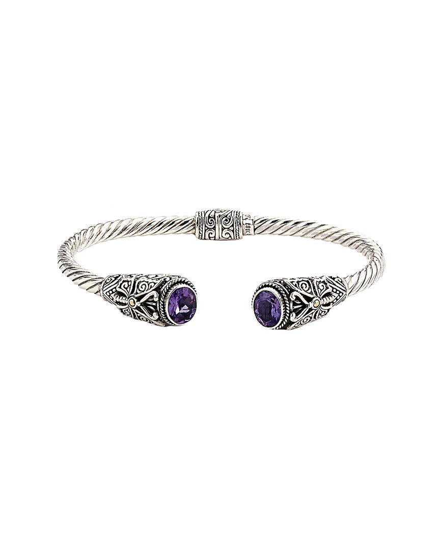 Samuel B. Silver & 18k 3.30 Ct. Tw. Amethyst Bracelet In Purple