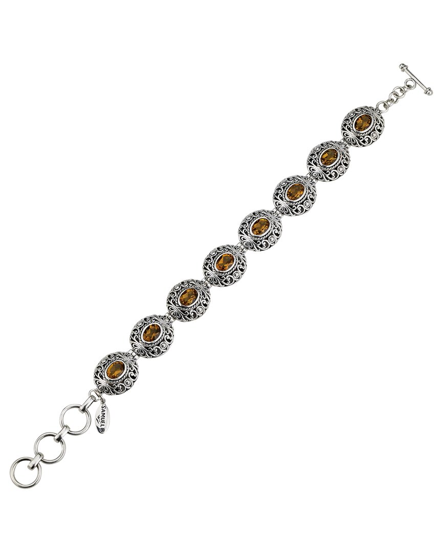 Samuel B. Silver & 18k 6.50 Ct. Tw. Citrine Bracelet In Metallic