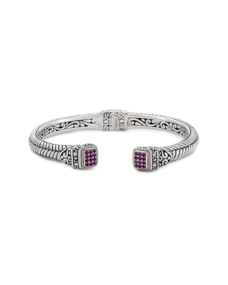 Samuel B. Silver & 18k 0.43 Ct. Tw. Rhodolite Bracelet In Silver