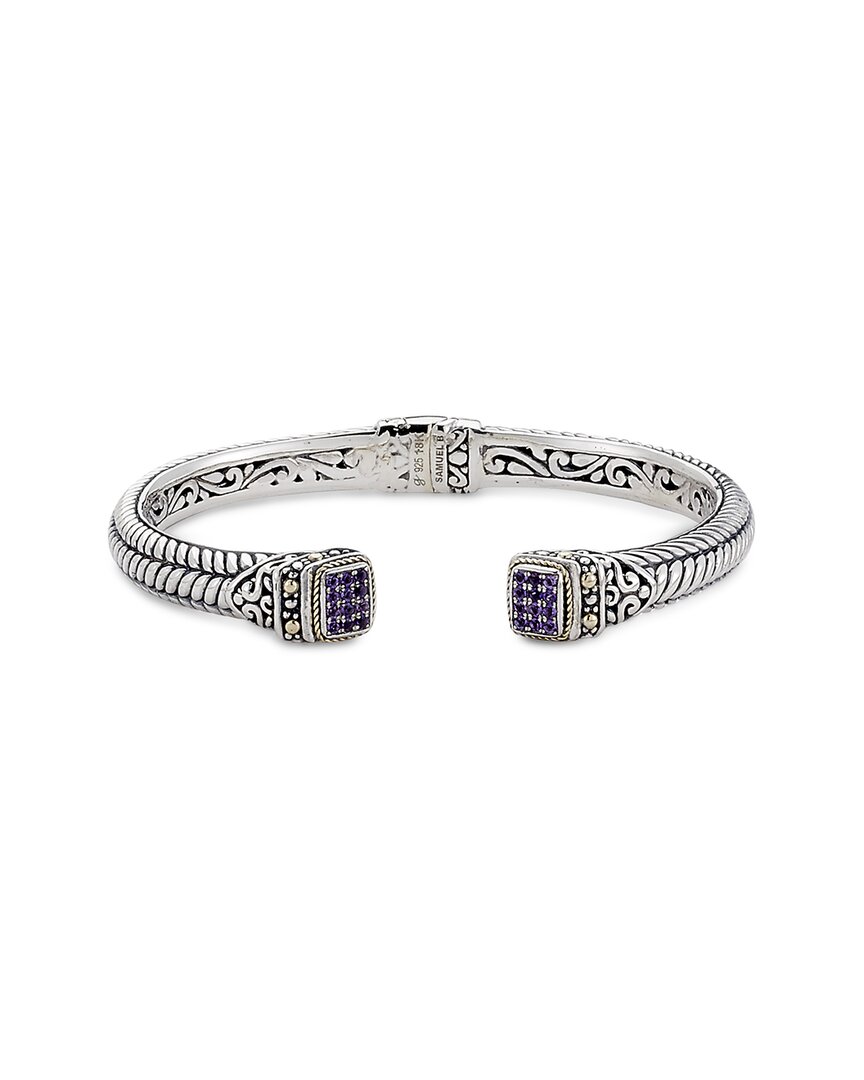 Samuel B. Silver & 18k 0.43 Ct. Tw. Amethyst Bracelet In Metallic
