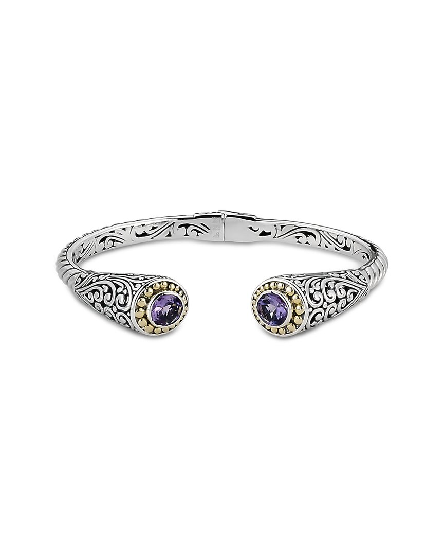 Samuel B. Silver & 18k 5.00 Ct. Tw. Amethyst Bracelet In Metallic