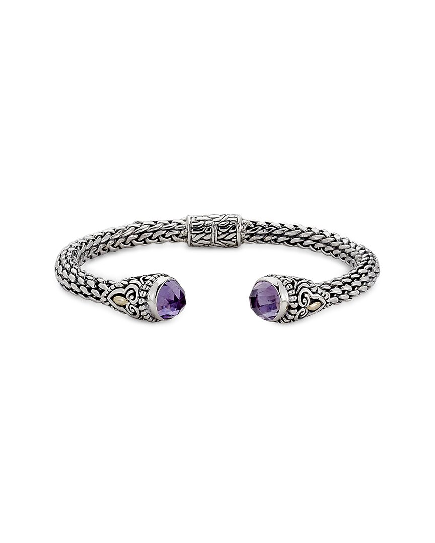 Samuel B. Silver & 18k 3.00 Ct. Tw. Amethyst Bracelet In Silver